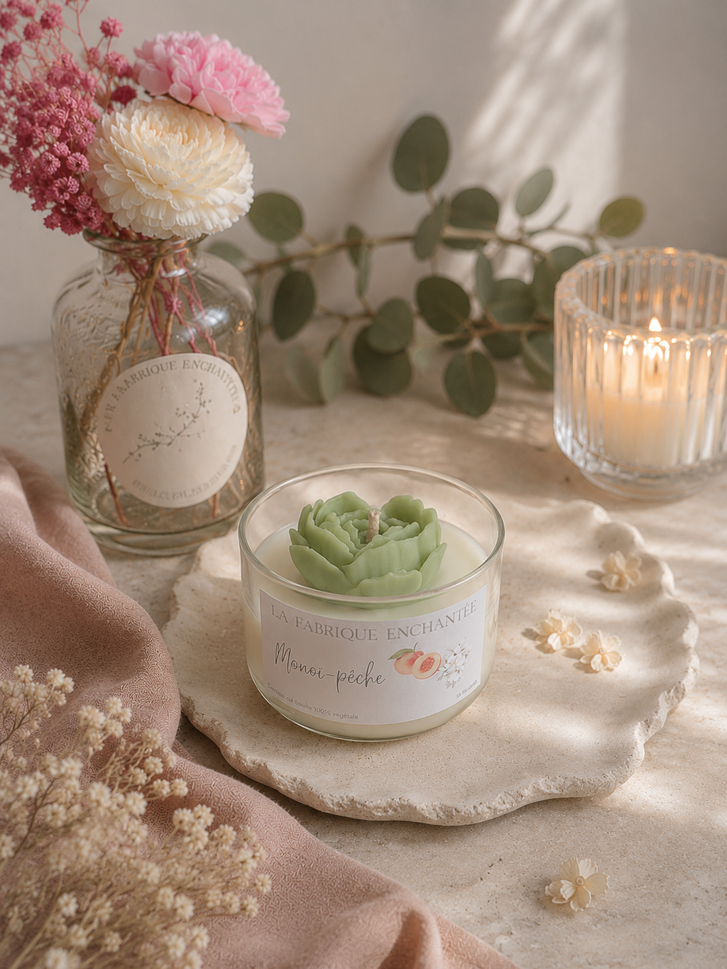Bougie "Coeur en Fleur"
