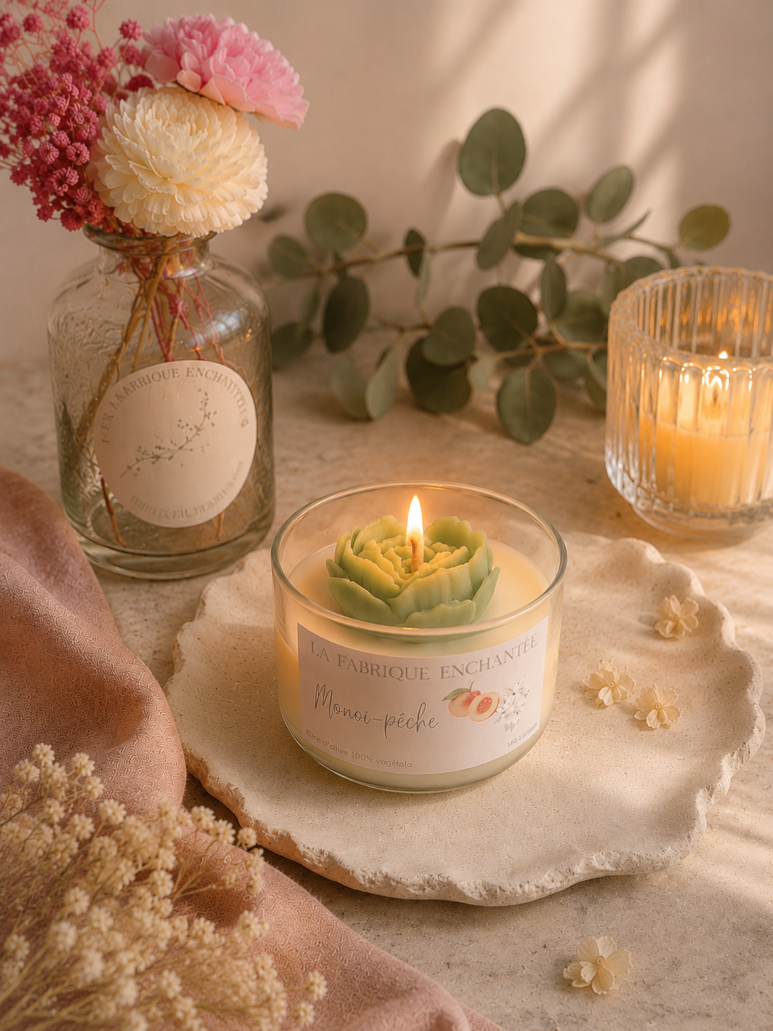 Bougie parfumée coeur fleur