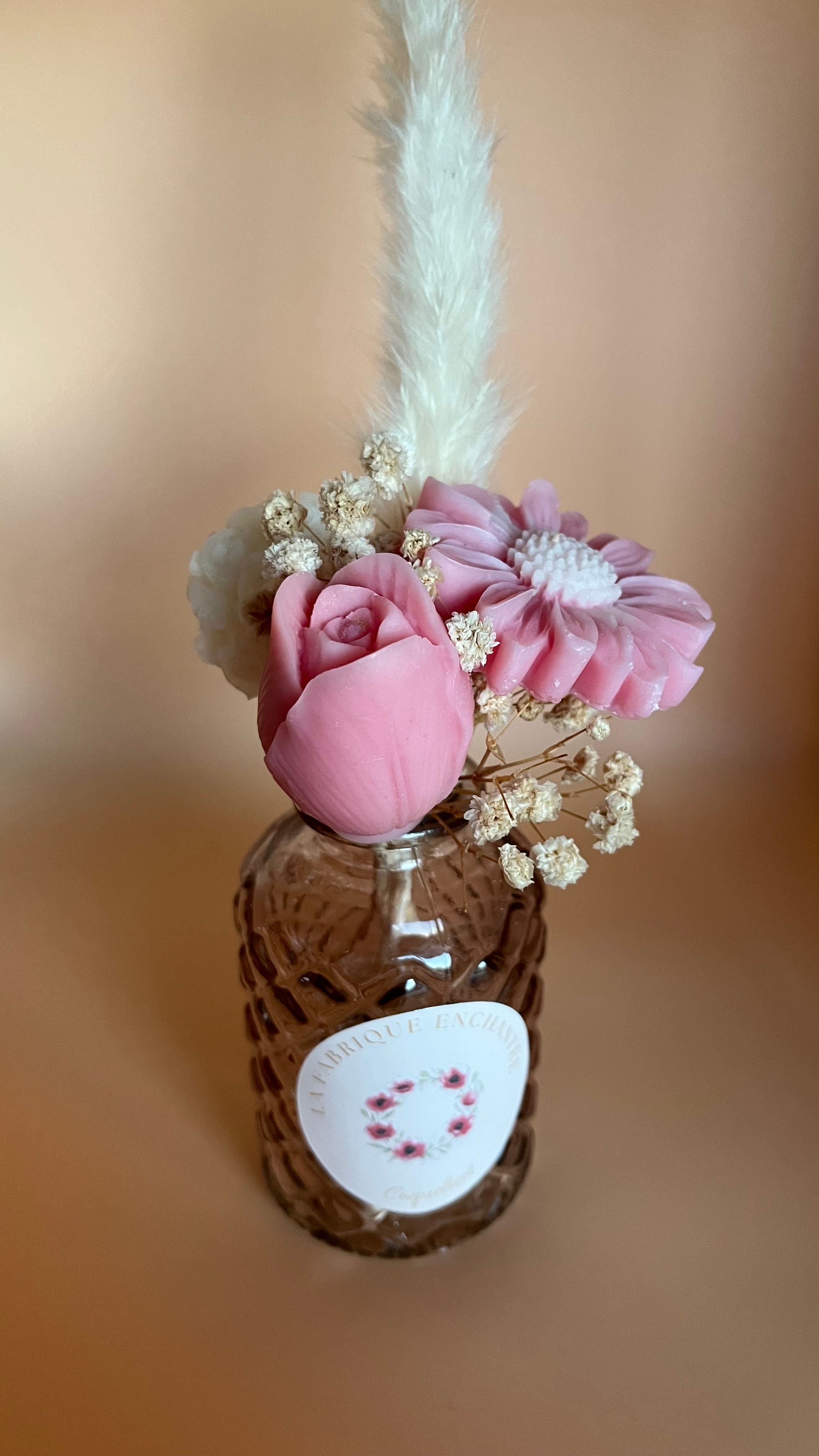 Vase fleurs cirées parfumées