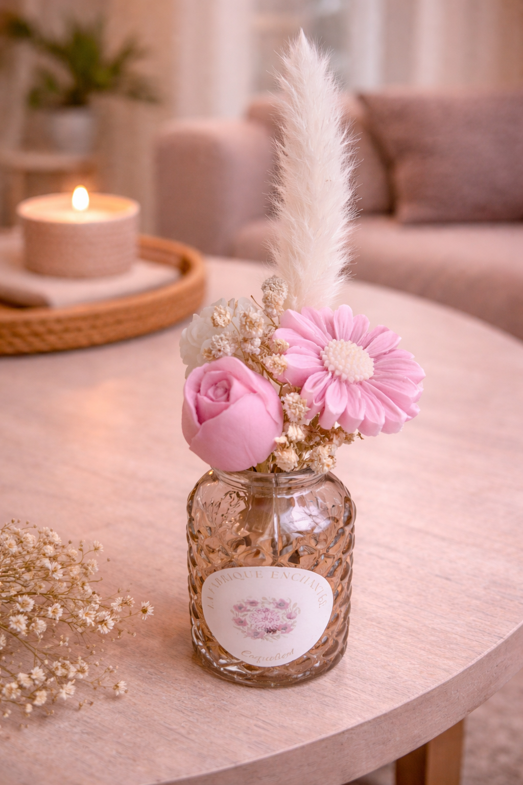 Vase fleurs cirées parfumées